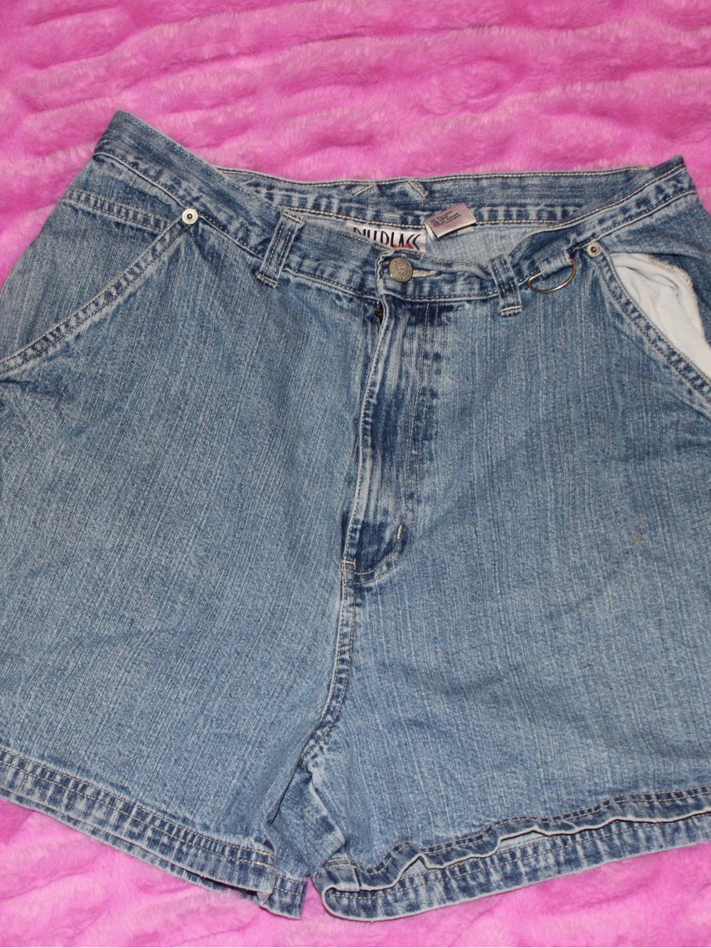bill blass Light Blue Denim High-Rise Jean Shorts
